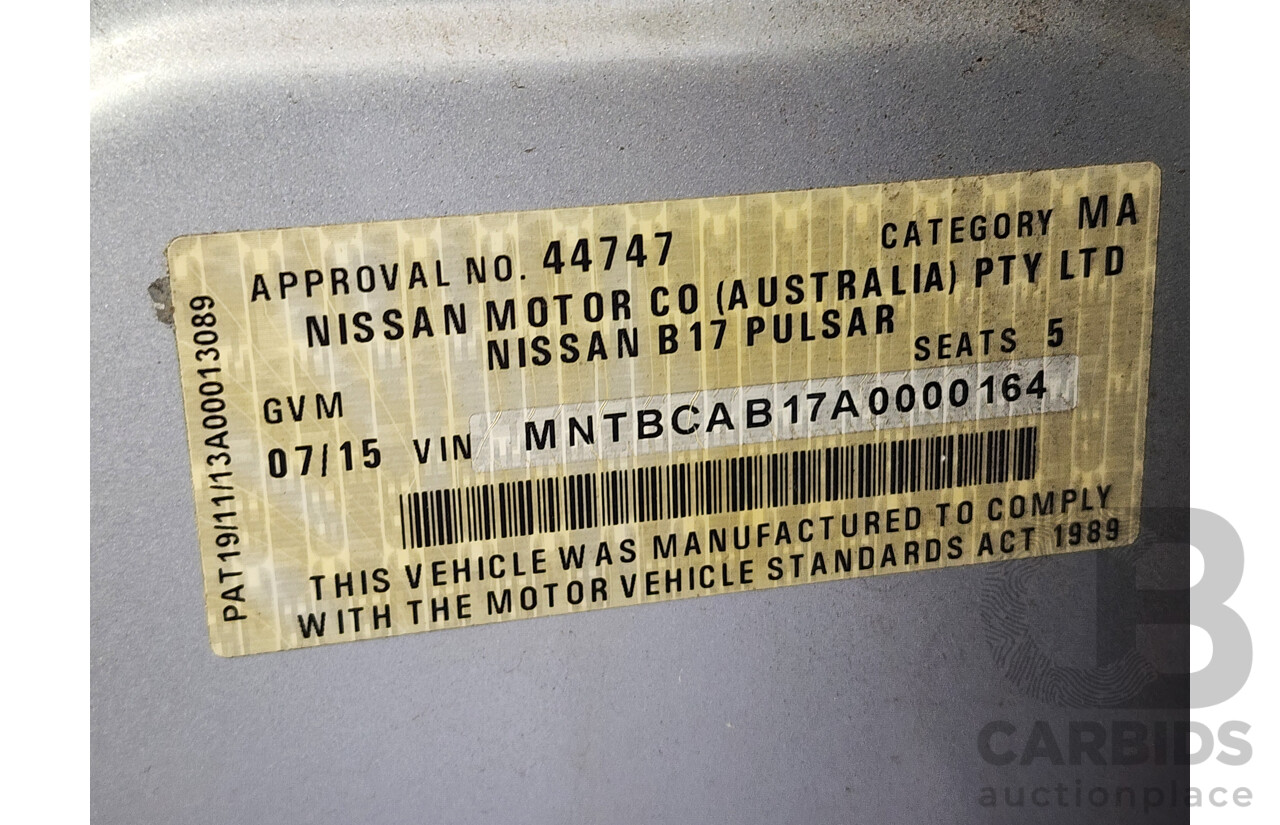 7/2015 Nissan Pulsar SSS B17 SERIES 2 4d Sedan Silver 1.6L