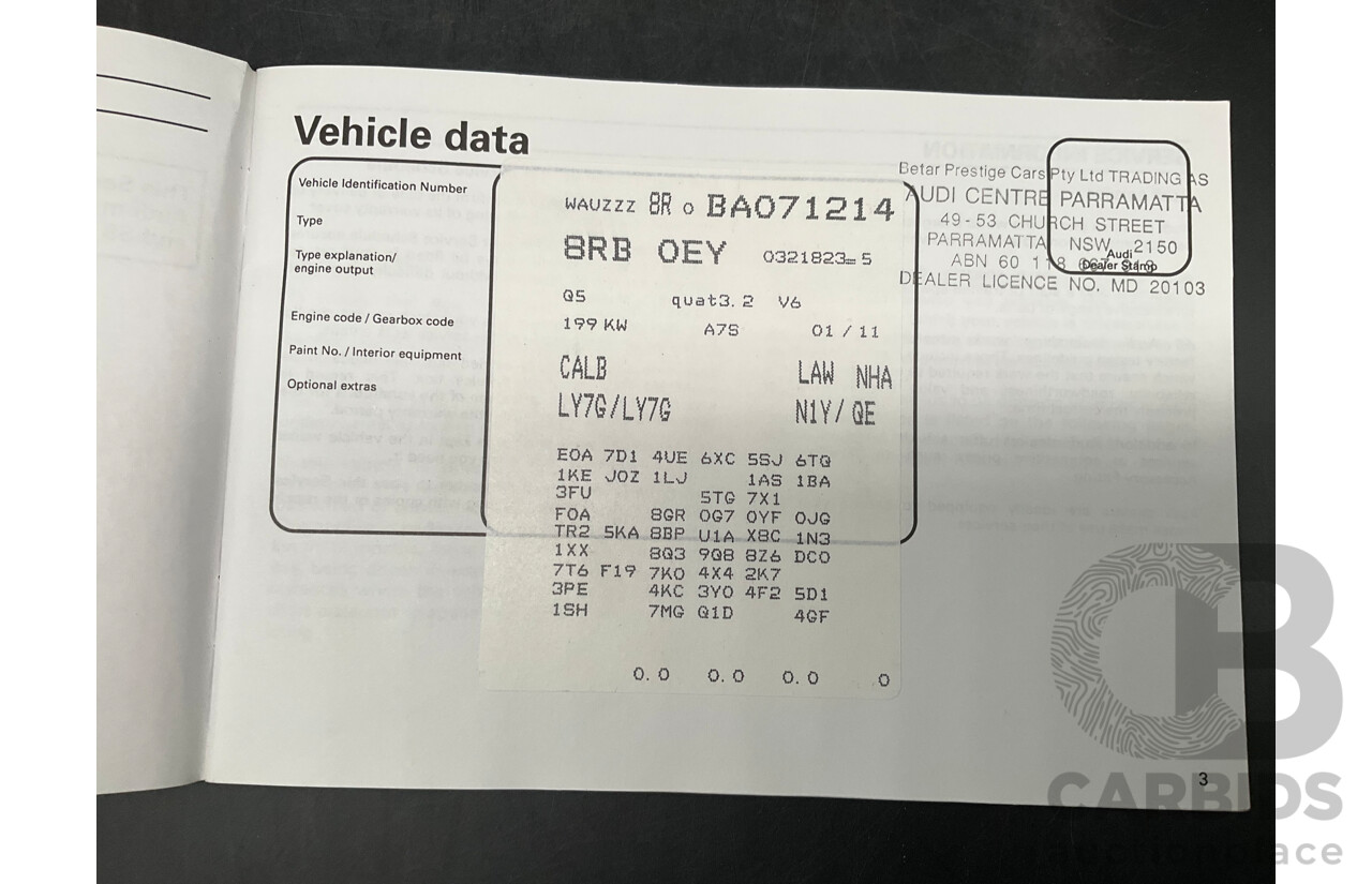 4/2011 Audi Q5 3.2 FSI Quattro 8R MY11 4d Wagon Quartz Grey Metallic V6 3.2L