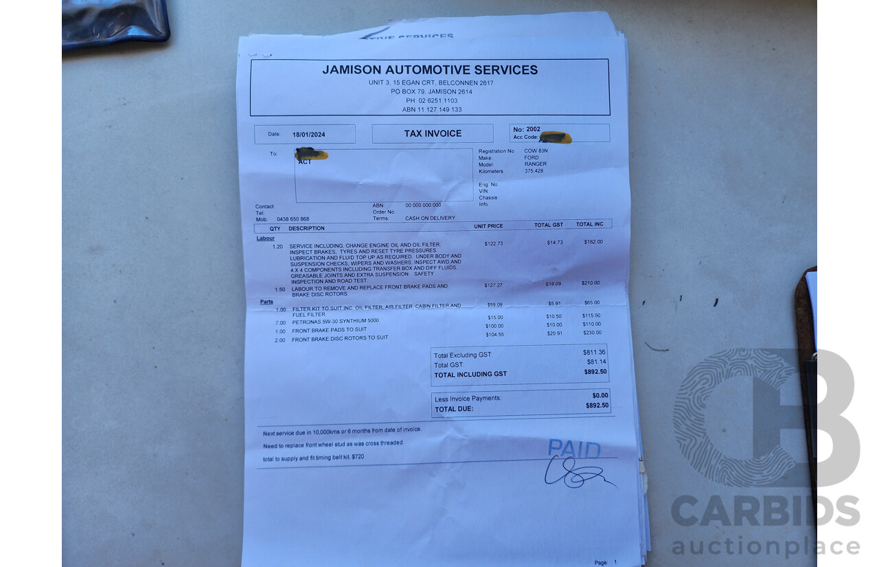 9/2008 Ford Ranger XL (4x4) PJ 07 UPGRADE Dual Cab P/Up White 3.0L