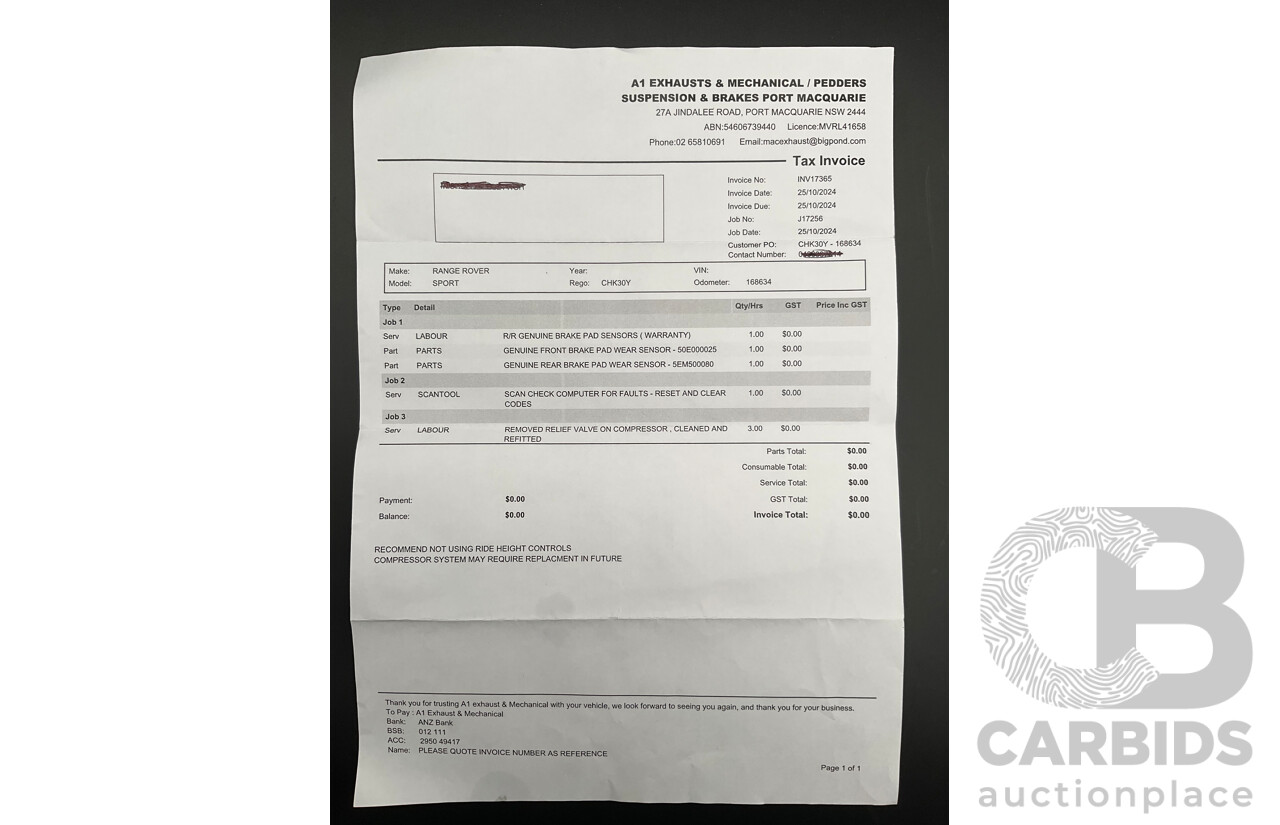 8/2012 Range Rover Range Rover Sport 3.0 SDV6 MY12 4d Wagon Santorini Black Metallic Turbo Diesel V6 3.0L