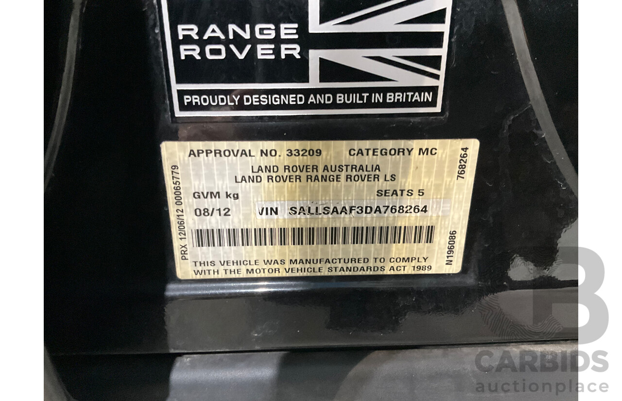 8/2012 Range Rover Range Rover Sport 3.0 SDV6 MY12 4d Wagon Santorini Black Metallic Turbo Diesel V6 3.0L