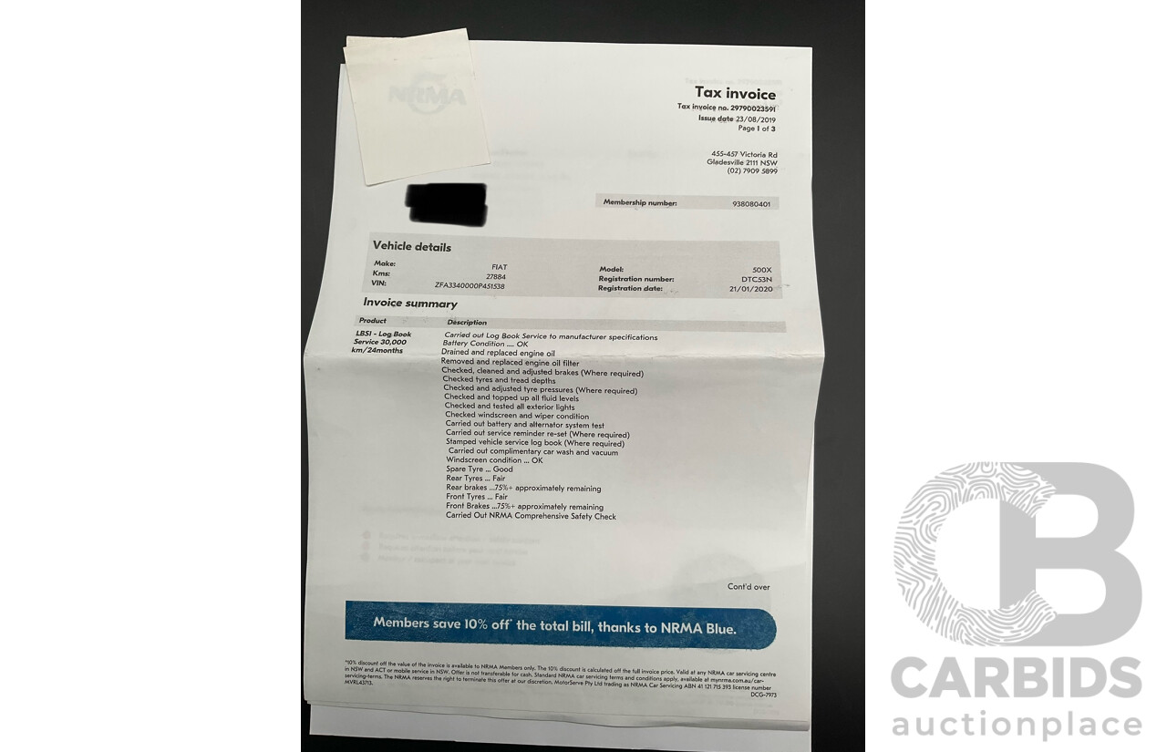 11/2017 Fiat 500X Cross Plus (AWD) 4d Wagon Solid Black Turbo 1.4L