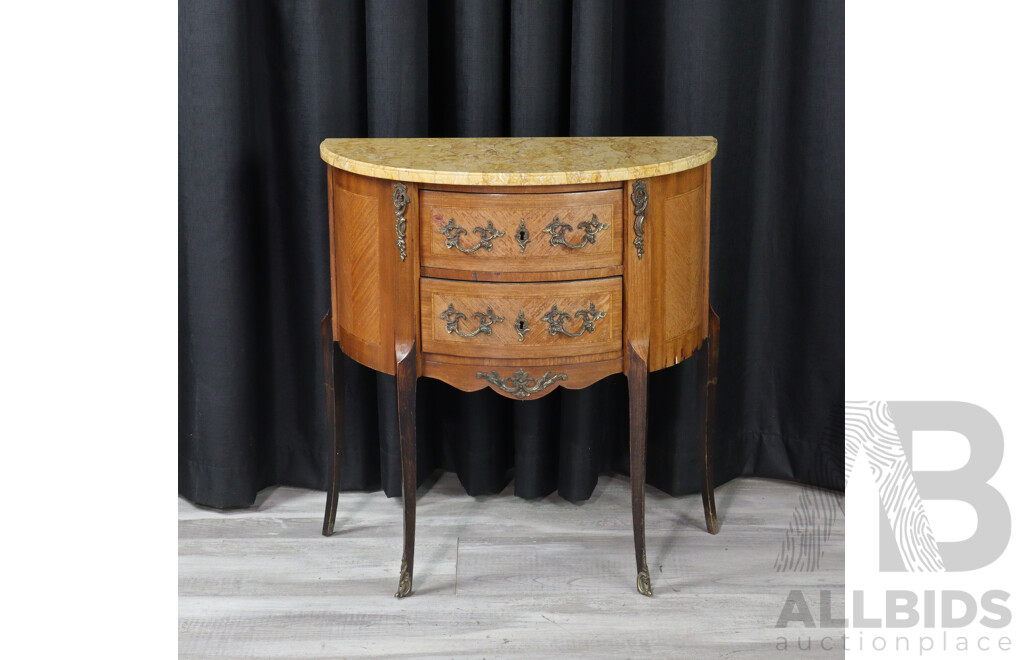 Marble Top Demilune Cabinet