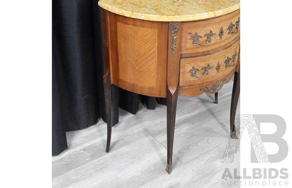 Marble Top Demilune Cabinet
