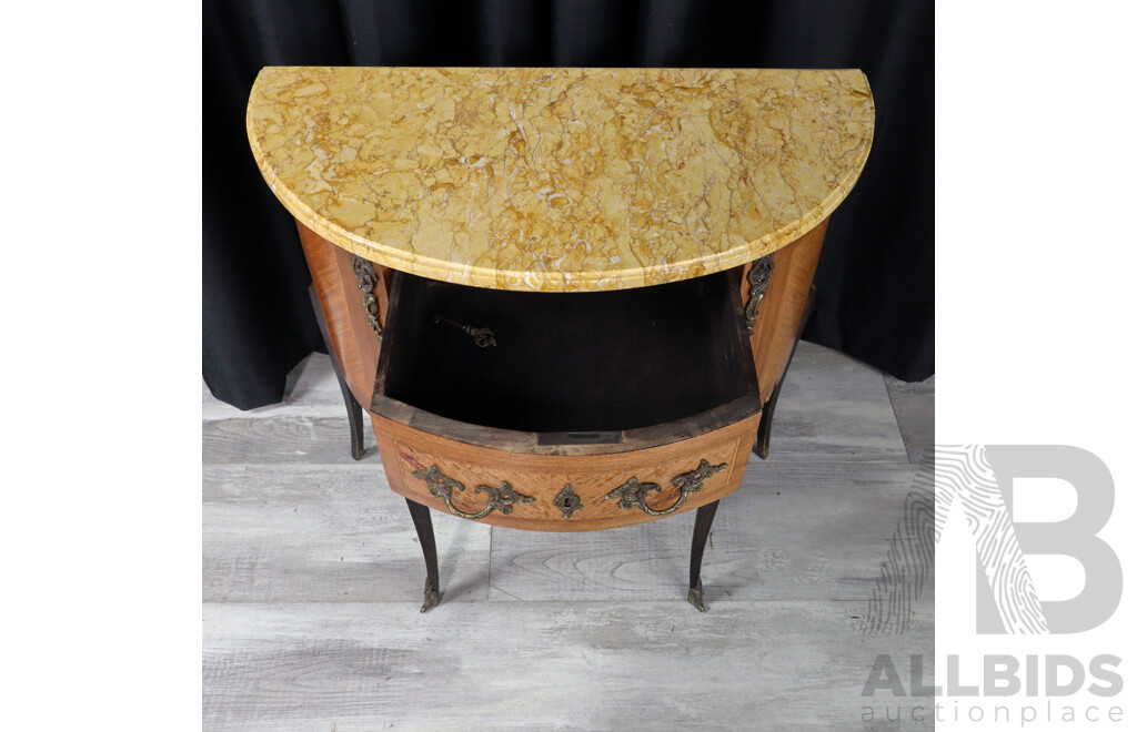 Marble Top Demilune Cabinet