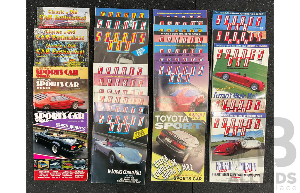 Collection of 25 Vintage SPORTS CAR Magazines (1983-1990) and 3 Vinage 1987 Classic & Old CAR Enthusiast