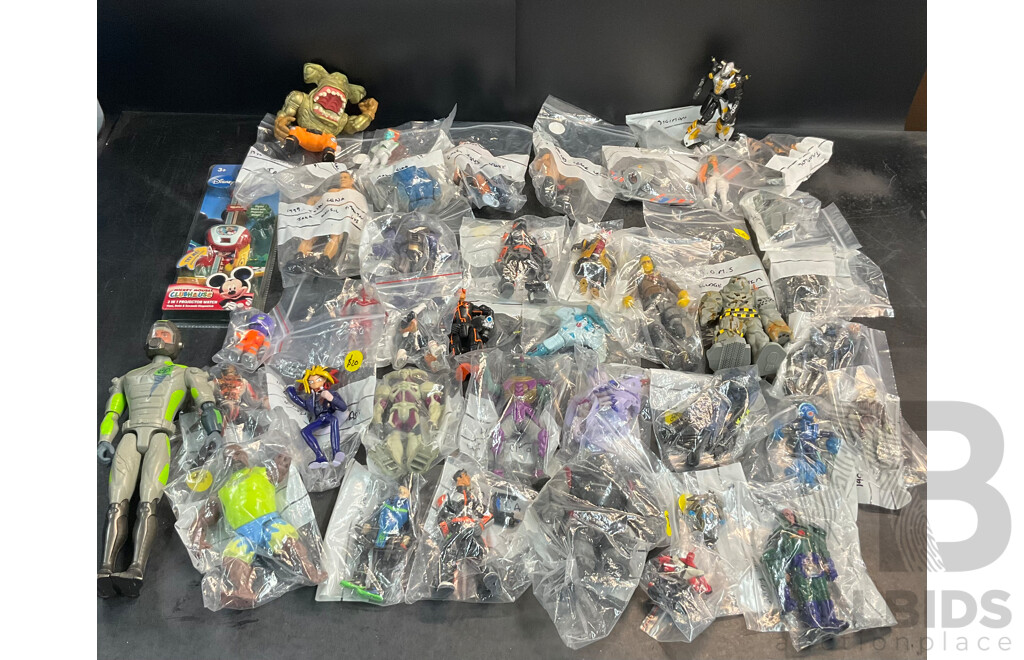 Vintage Collection of Action Figure Included YU GI OH, A.T.O.M.5, WWE, Power Ranger & More