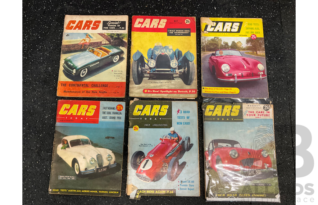 Collection of 11 Vintage Magazines,  Including CARS Today (1954-56) and WHEELS (1654,1957)