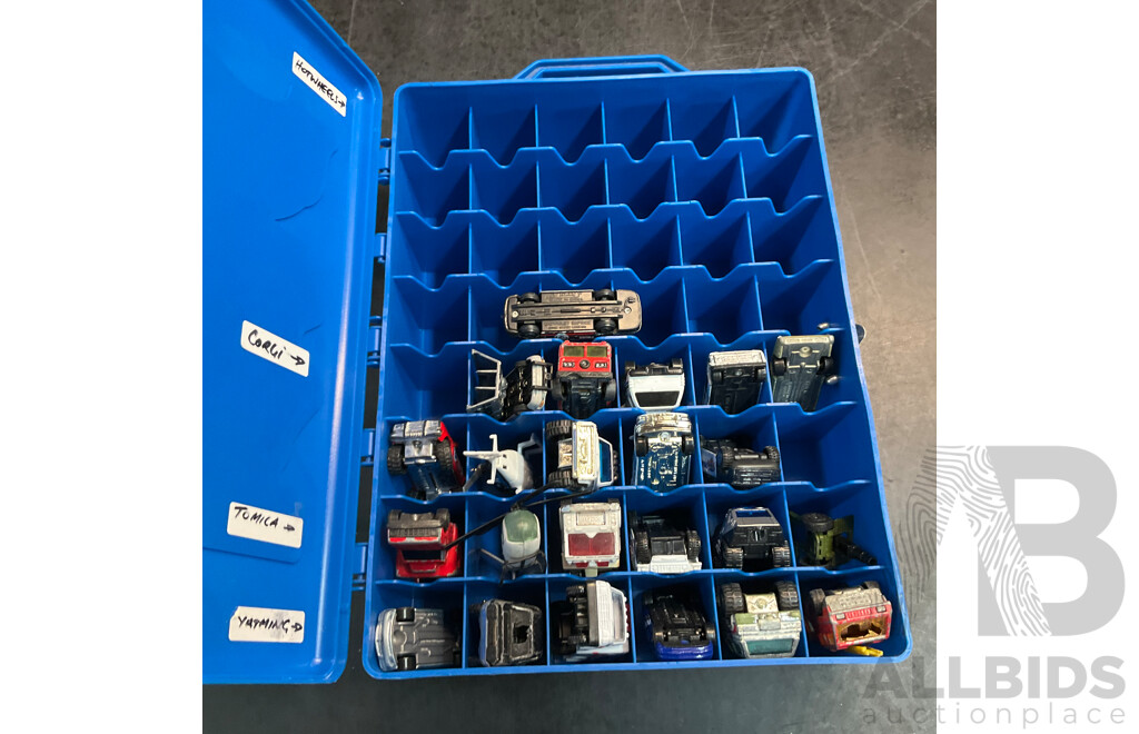 Assorted Action Figure Parts /Accessories & 2 Model Car Storage Box & More