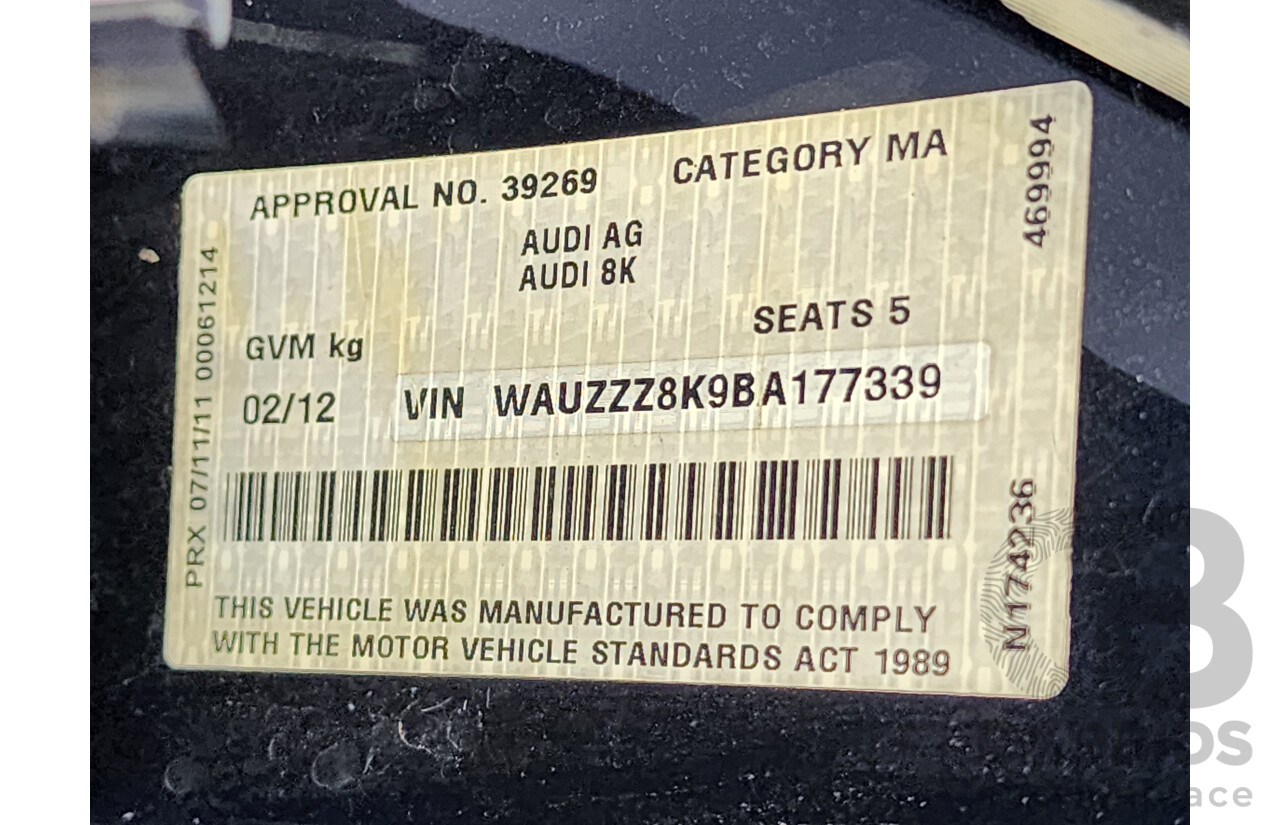 2/2012 Audi A4 2.0 TFSI Quattro B8 (8K) MY12 4d Sedan Blue 2.0L