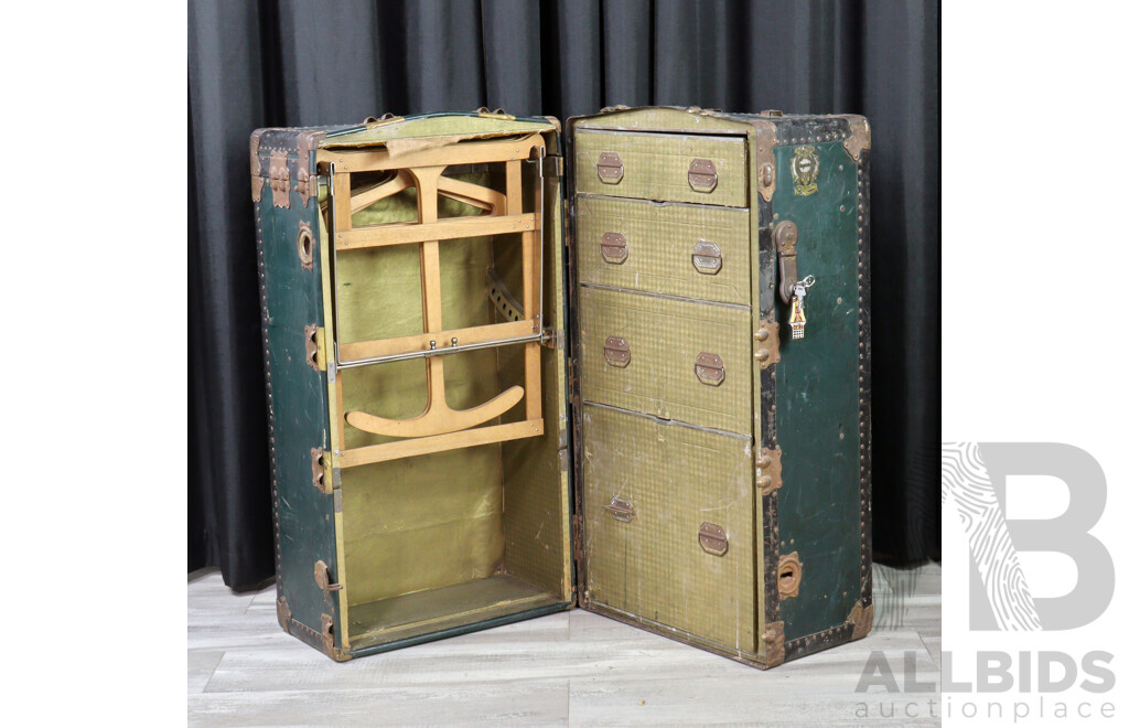 Vintage Canvas Bound Royalrobe Wardrobe Trunk by Seward Trunk & Bag Company