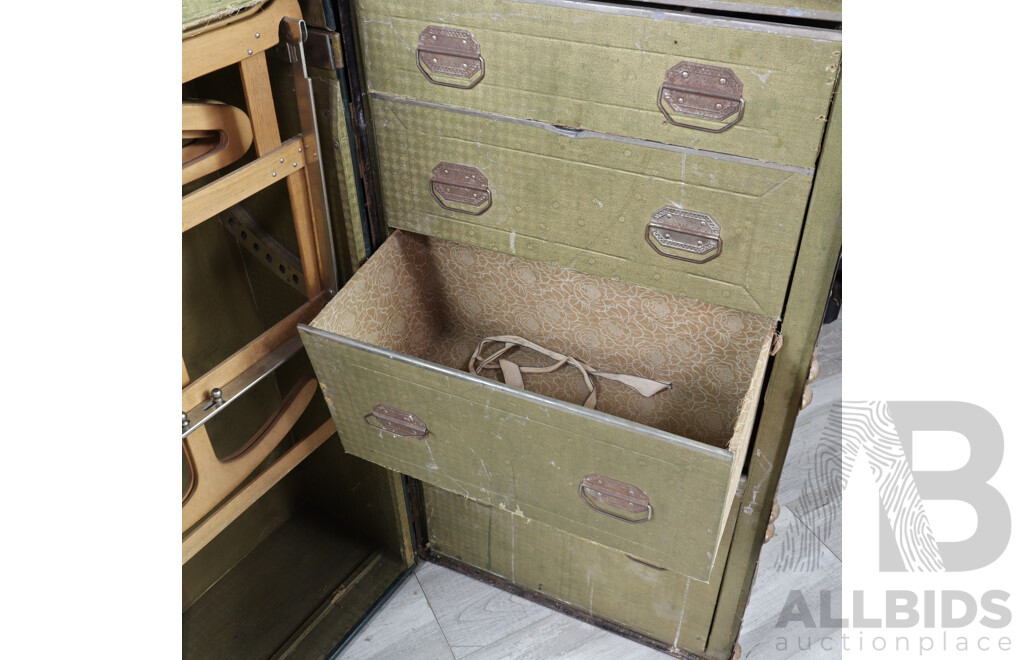 Vintage Canvas Bound Royalrobe Wardrobe Trunk by Seward Trunk & Bag Company
