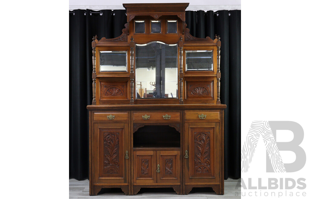 Edwardian Pine Mirror Back Sideboard