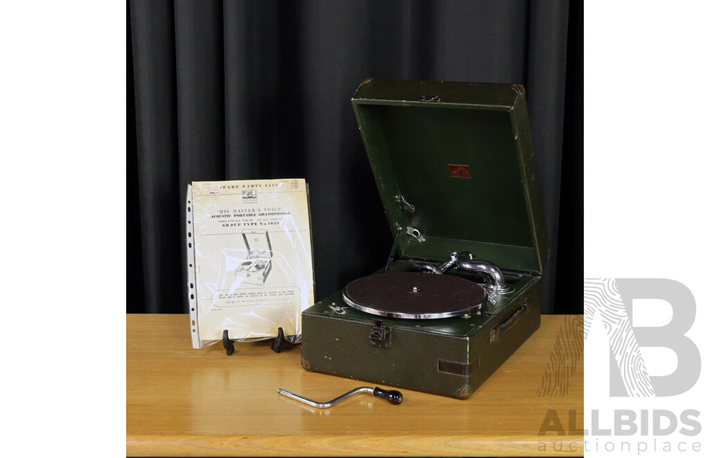 'His Masters Voice' Acoustic Portable Gramophone