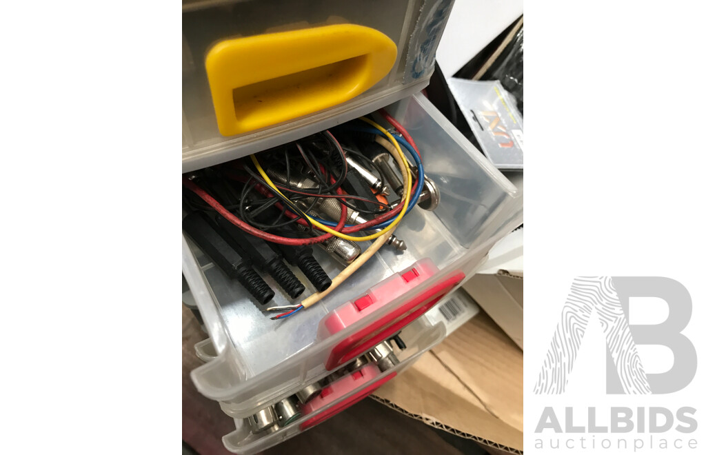 Bulk Lot of Assorted AV Equipment and Supplies Including RCA Leads, Cables, Speakers, and More