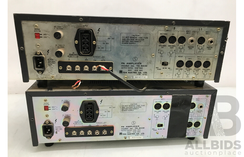 Vintage Toa (TA-403E) PA Amplifier - Lot of 2