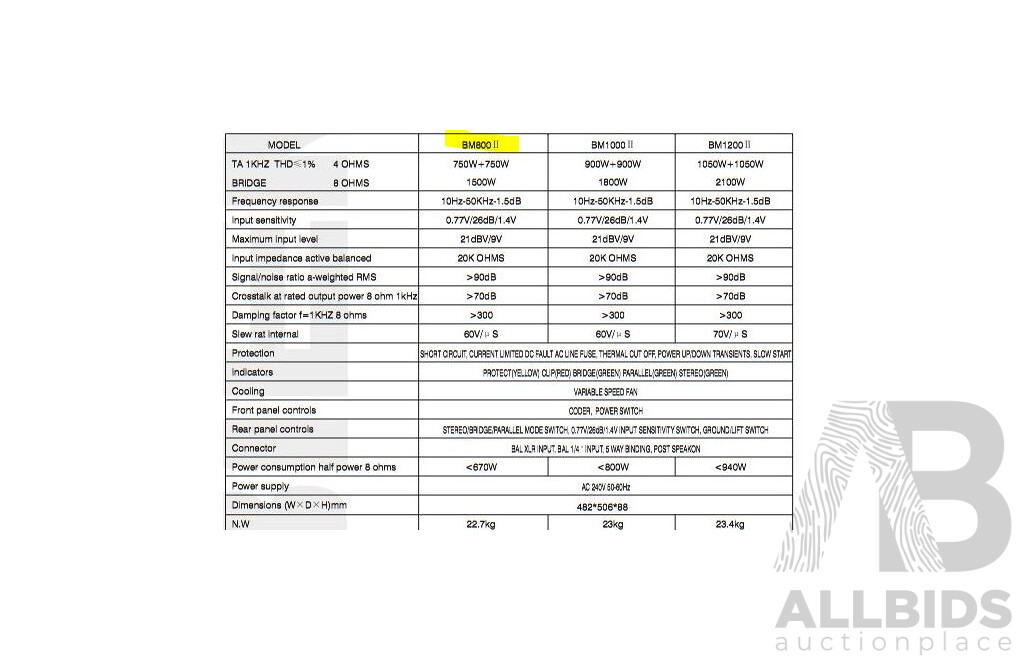 Biema BM800 II Professional Power Amplifier in Road Case