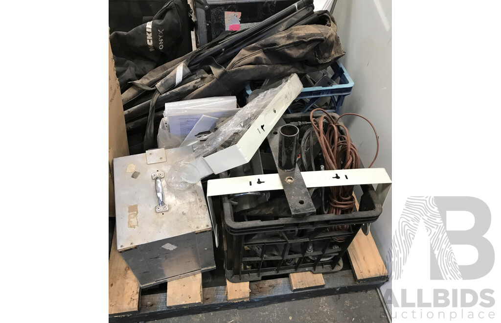 Bulk Lot of PA Equipment - Cases, Cables, and Tripods