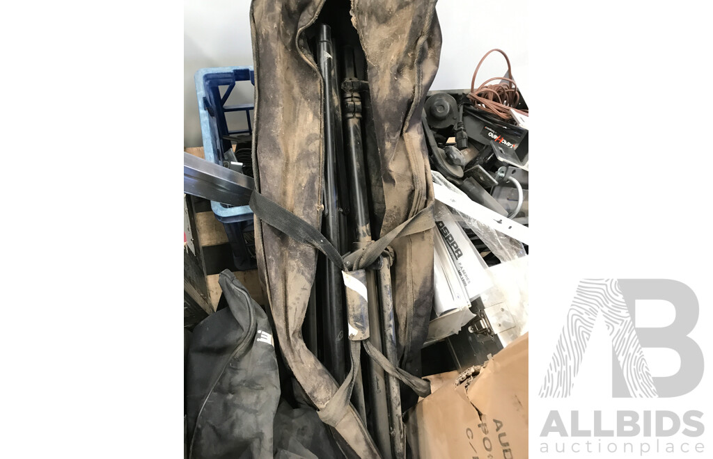 Bulk Lot of PA Equipment - Cases, Cables, and Tripods