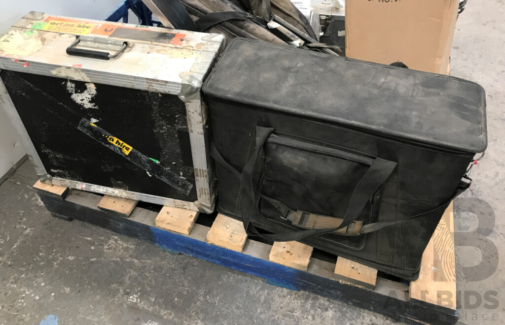 Bulk Lot of PA Equipment - Cases, Cables, and Tripods