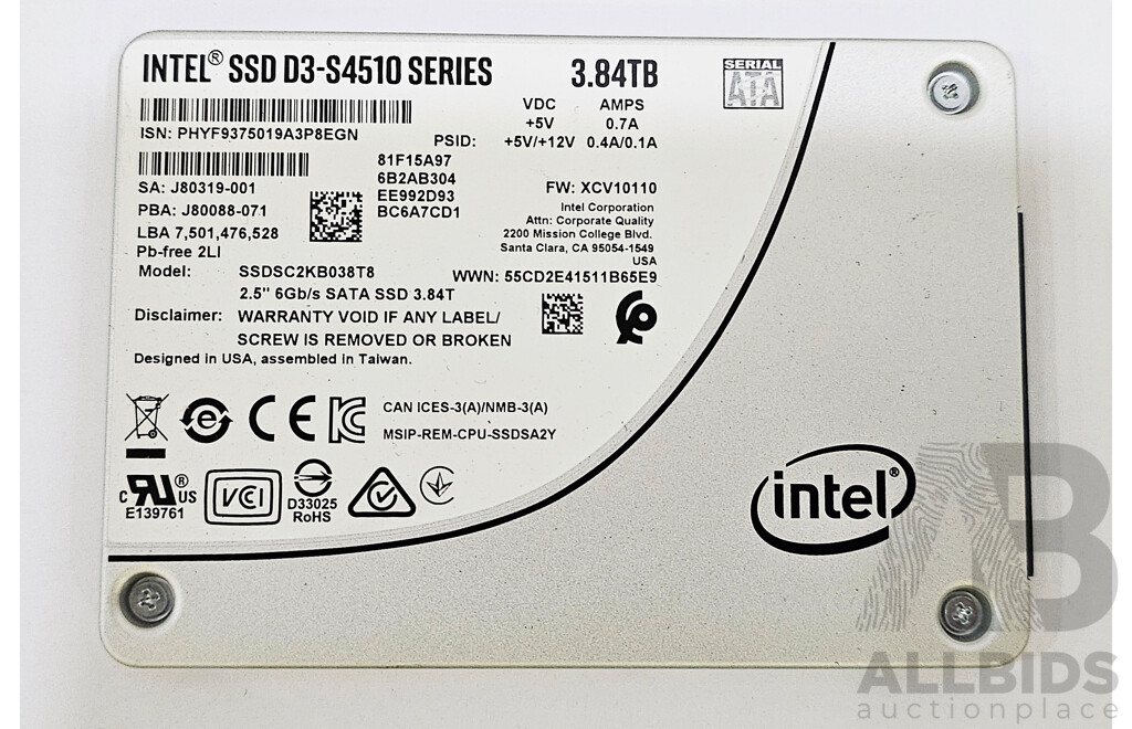 Intel SSD DC D3-S4510 Series 3.84GB SATA 2.5-Inch Solid State Drive