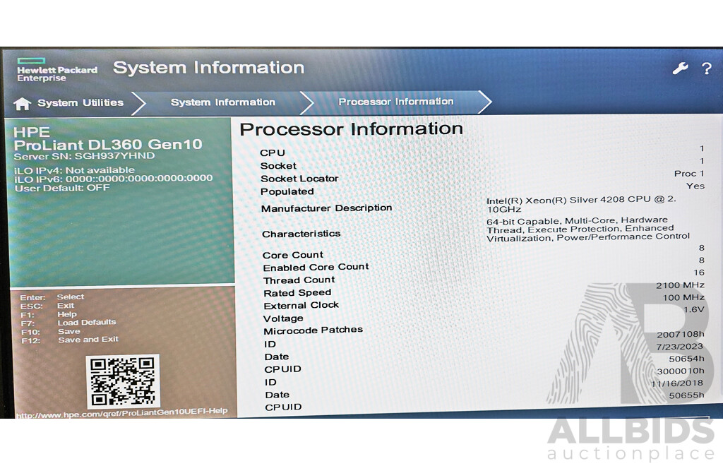 HPE ProLiant DL360 Gen10 Dual Intel Xeon SILVER (4208) 2.10GHz-3.20GHz 8-Core CPU 1RU Server W/ 128GB DDR4
