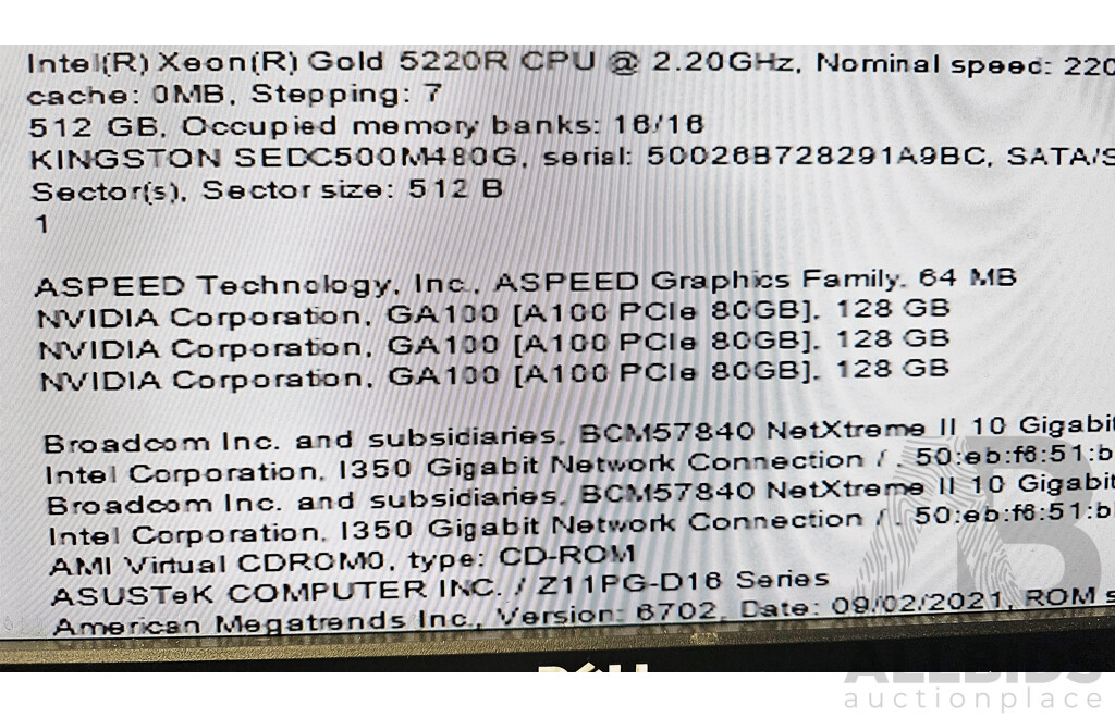 Asus (ESC4000 G4X) Dual Intel Xeon GOLD (5220R) 2.20GHz-4.00GHz 24-Core CPU 2RU Server W/ 384GB DDR4 & 3x Nvidia A100 80GB Tensor Core Graphics Cards