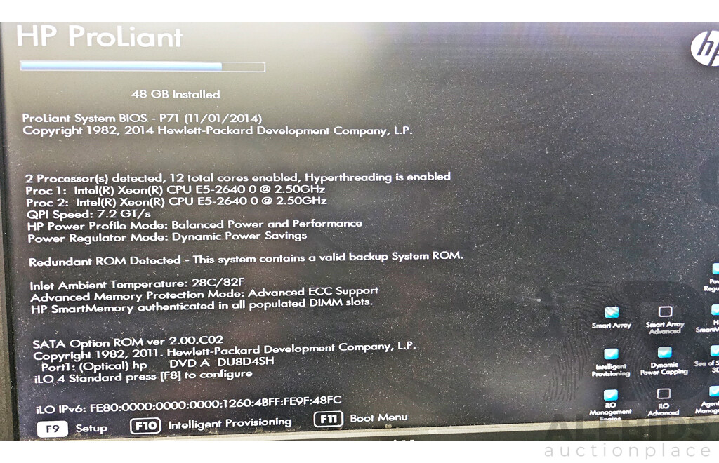 HP ProLiant DL360p Gen8 Dual Intel Xeon (E5-2640 0) 3.30GHz-3.50GHz 4-Core CPU 1RU Server W/ 48GB DDR3