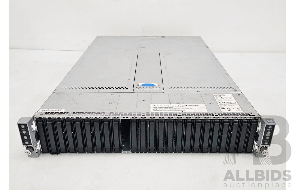 Intel (H2224XXLR3) Server Chassis W/ 4x Dual Intel Xeon GOLD (6138) 2.10GHz-3.00GHz 8-Core CPU 1RU Server W/ Total 768GB DDR4