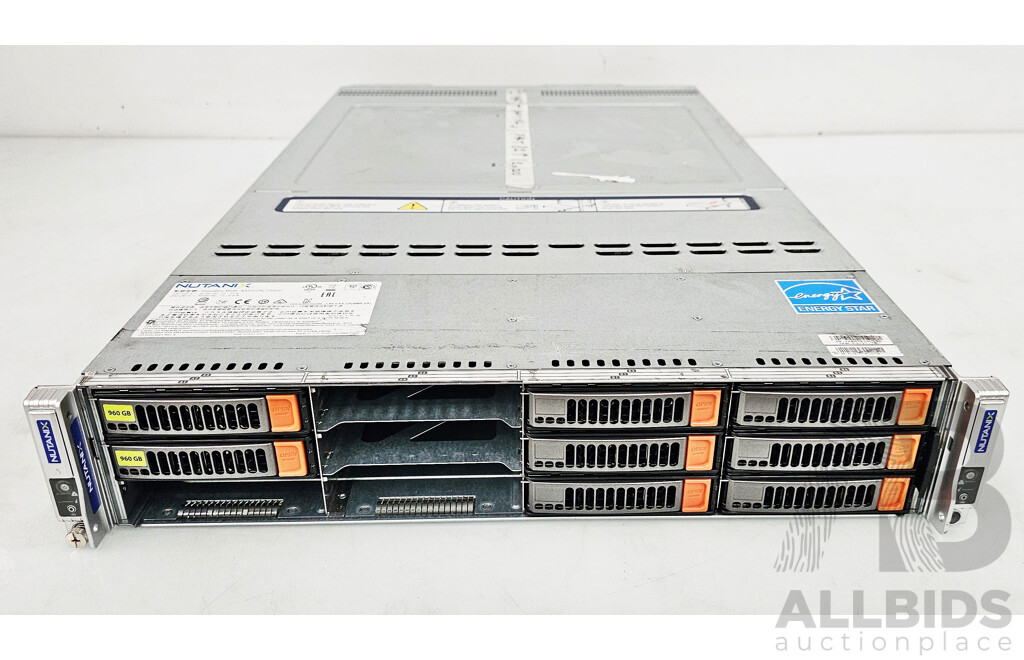 Nutanix (NXS2U2NL12G600) 2RU Dual-Node Server W/ 1x Dual Intel Xeon SILVER (4116) 2.1GHz-3.0GHz 12-Core CPU & 512GB DDR4 RAM Nodes