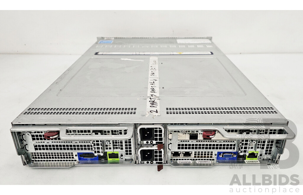 Nutanix (NXS2U2NL12G600) 2RU Dual-Node Server W/ 1x Dual Intel Xeon SILVER (4116) 2.1GHz-3.0GHz 12-Core CPU & 512GB DDR4 RAM Nodes