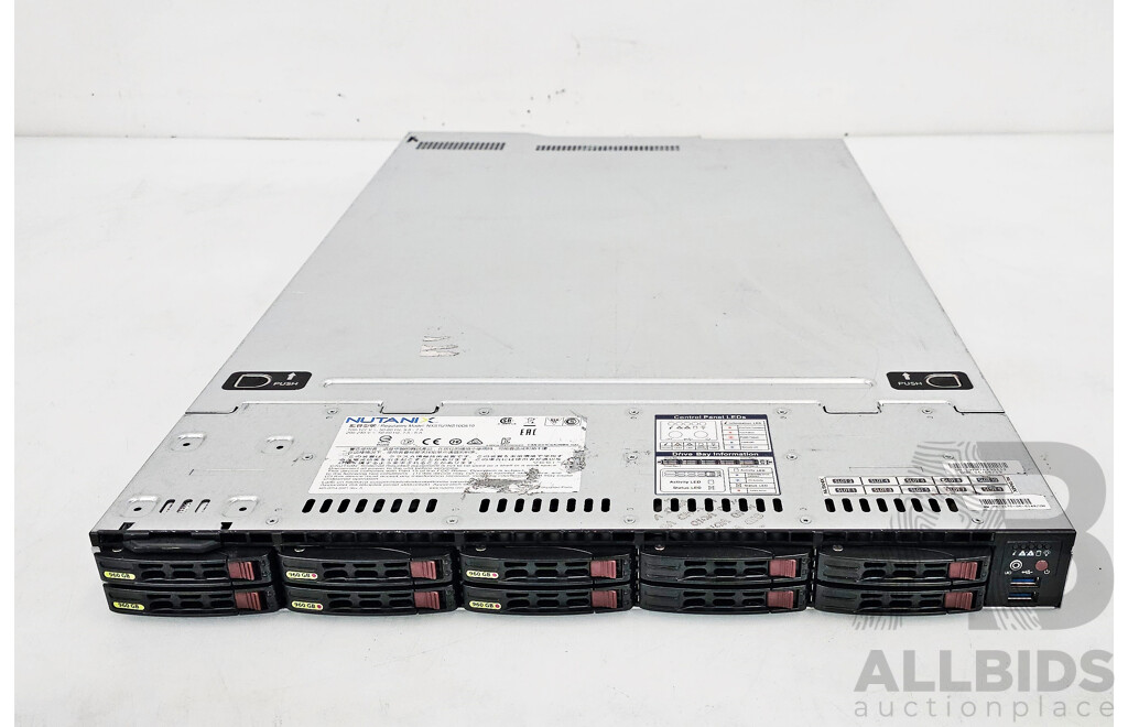 Nutanix (NXS1U1NS10G610) Dual Intel Xeon GOLD (6148) 2.4GHz-3.7GHz 20-Core CPU 1RU Server W/ 256GB