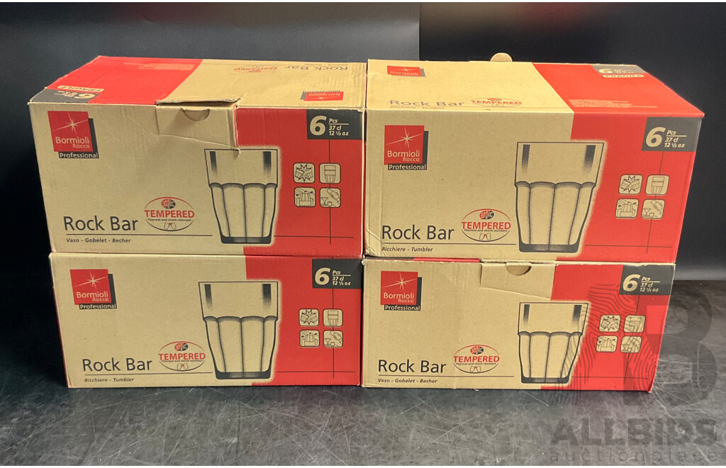 BORMIOLI ROCCO Rock Bar Tempered Glasses 6 PCS Made in Spain - Total in 4 Set
