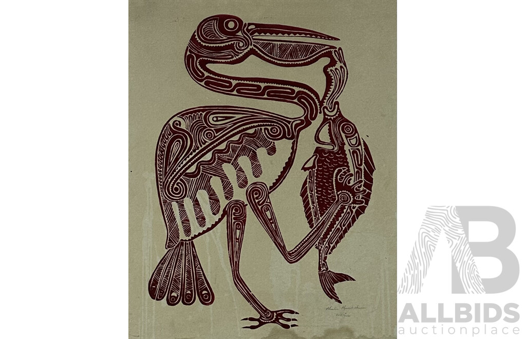 Martin Morububuna, (20th Century, Kwebwaga, Kiriwana, Trobiand Islands, PNG, 1957-2013), Bwetuva (1975), Wood Cut, 65 x 50 cm