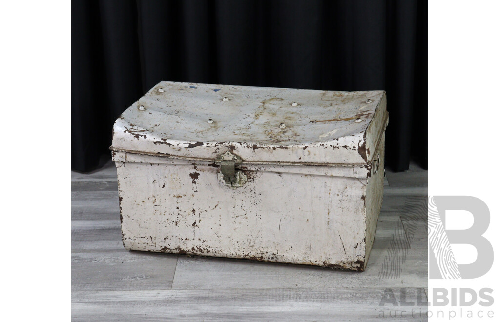 Pair of Graduating Tin Shipping Trunks