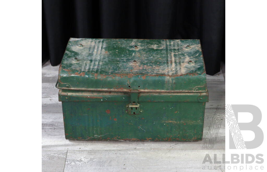 Pair of Graduating Tin Shipping Trunks