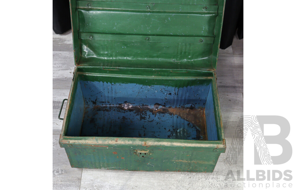 Pair of Graduating Tin Shipping Trunks