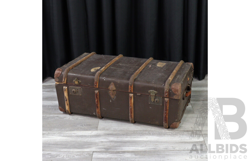 Vintage Timber Bound Shipping Trunk by Fordite
