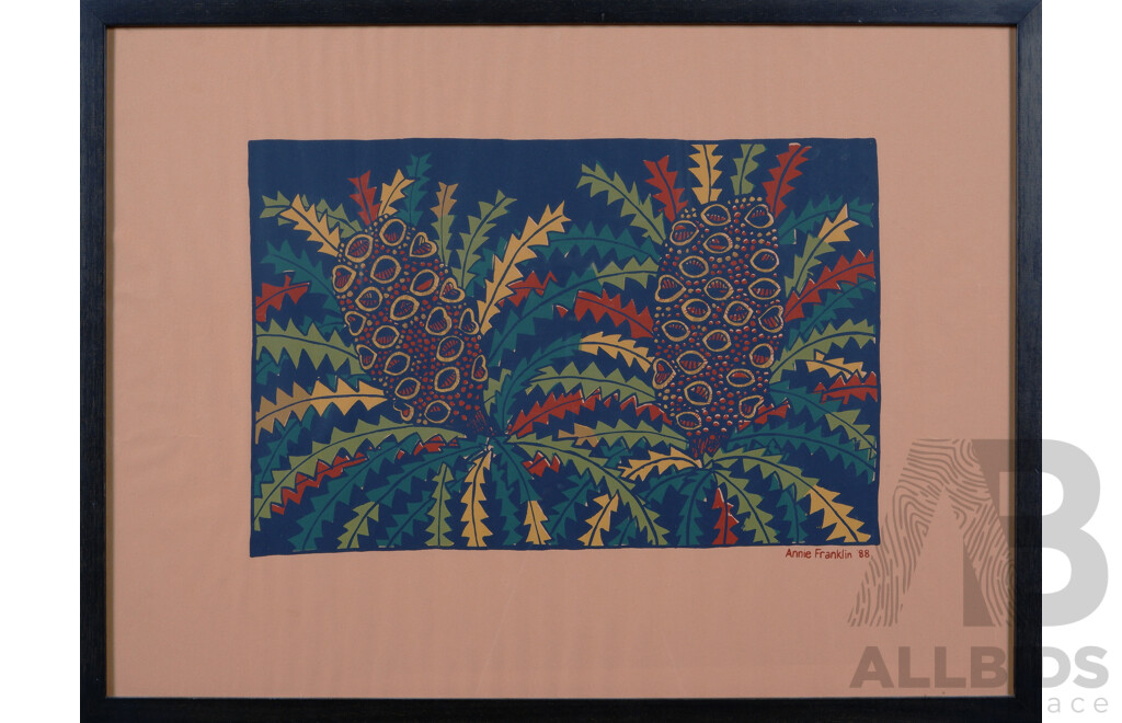 Annie Franklin, (20th Century, Australian, 1962-), Banksias (1988), Screenprint, 51 x 68 cm (frame)