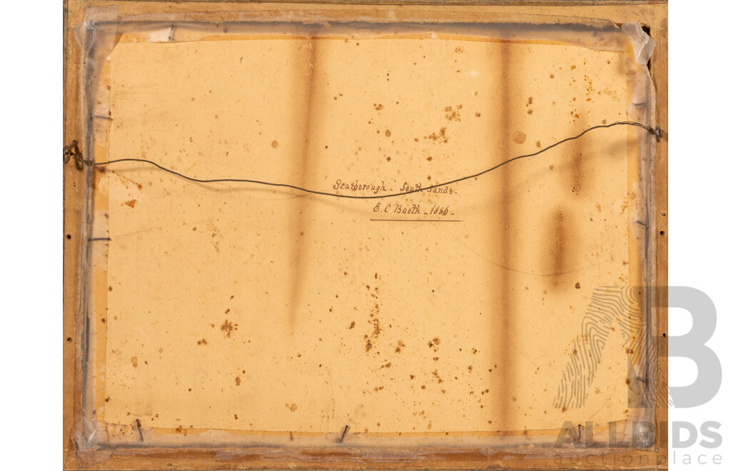 Edward C. Booth, (19th Century, British, 1821-c1985), Seaborough, South Sands (1886), Beautiful Antique Watercolor, 25 x 33 cm (frame)