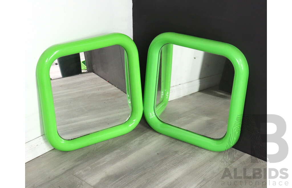 Pair of Retro Plastic Framed Mirrors