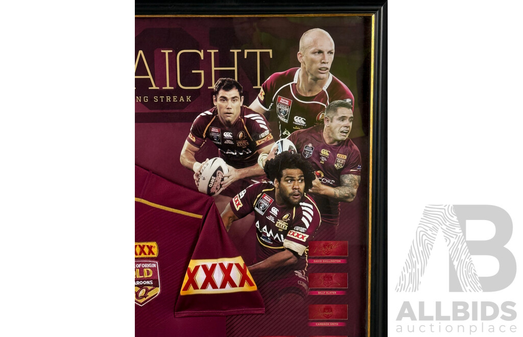 Queensland Maroons "Eight Straight" Limited Edition Signed Jersey Display