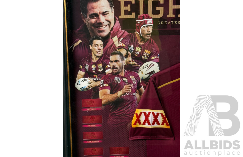 Queensland Maroons "Eight Straight" Limited Edition Signed Jersey Display
