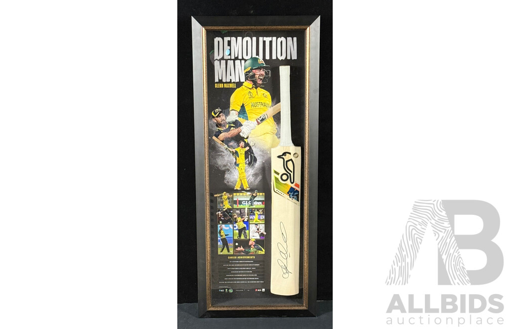 Glenn Maxwell "Demolition Man" Signed Framed Bat