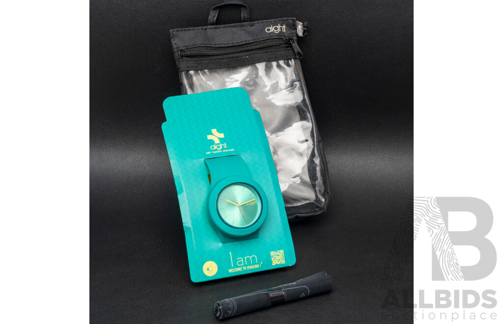 NEW - AIGHT 1am Analogue 42mm Watch with Silicon Wrist Band - green