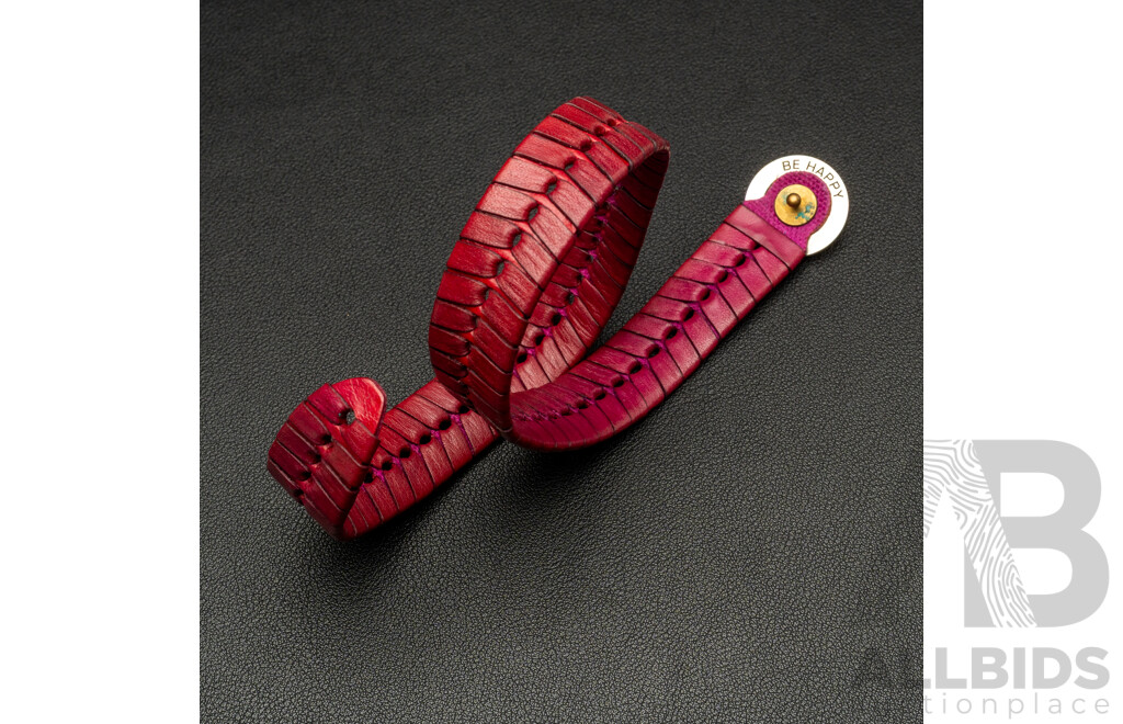 NEW - Antonio Ben Chimol Leather Wrap Bracelet - Cherry Red with Button Clasp
