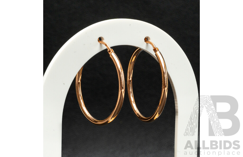 NEW - Torini Sterling Silver Rose Tone Hoop Earrings, Made in Italy, 30mm, 3.75 Grams