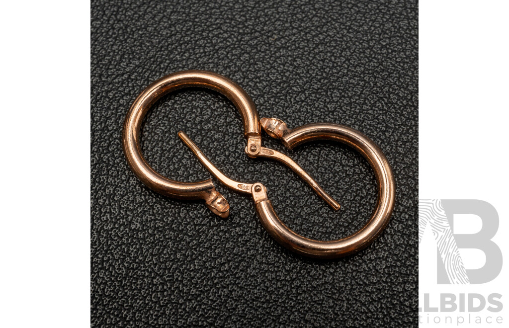 NEW - Torini Sterling Silver Rose Tone Hoop Earrings, Made in Italy, 18mm, 2.05 Grams