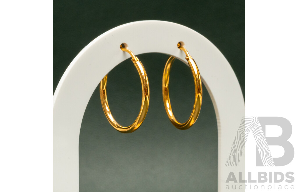 NEW - Torini Sterling Silver Gold Tone Hoop Earrings, Made in Italy, 25mm, 3.11 Grams