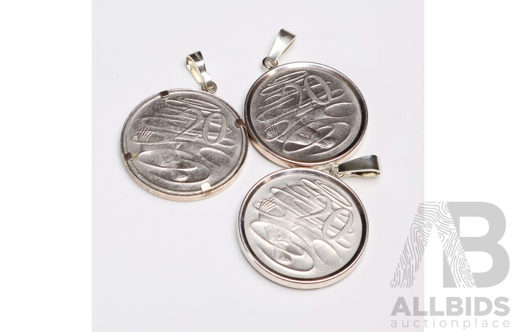 925 Stirling Silver Coin Pendants - Lot of 3